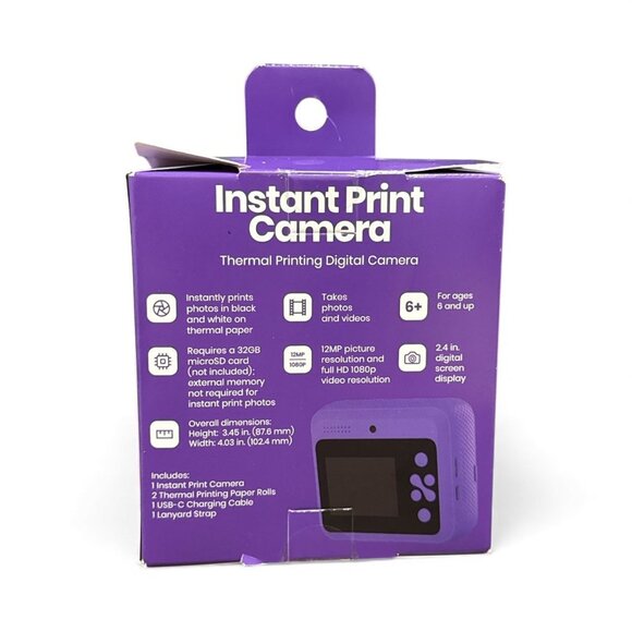 Instant Print Camera, Thermal Printing, Digital Kids Purple Camera - Picture 2 of 6